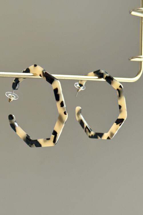 Çelik Leopar Desenli Halka Kadın Küpe BCYJ-251036