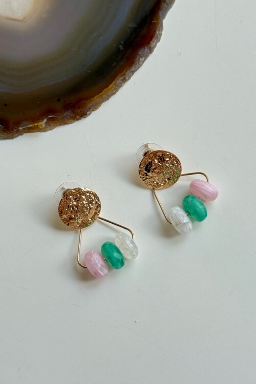 Çelik Vintage Boncuklu Sallantılı Küpe BCYJ-251055