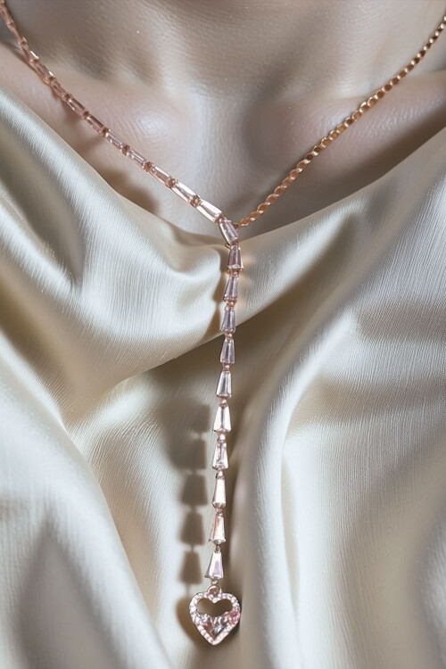 Çelik Zirkon Taşlı Baget Taşlı Y Kadın Kolye BCYJ-251021