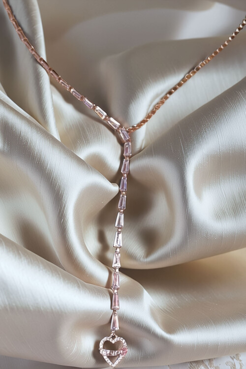 Çelik Zirkon Taşlı Baget Taşlı Y Kadın Kolye BCYJ-251021