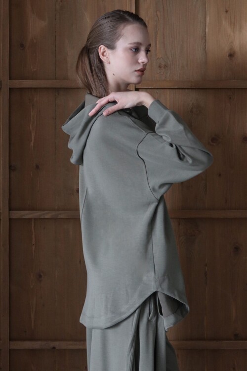 Haki Yüksek Bel Çift Cepli Palazzo Dokuma Pantolon BCRU-261309