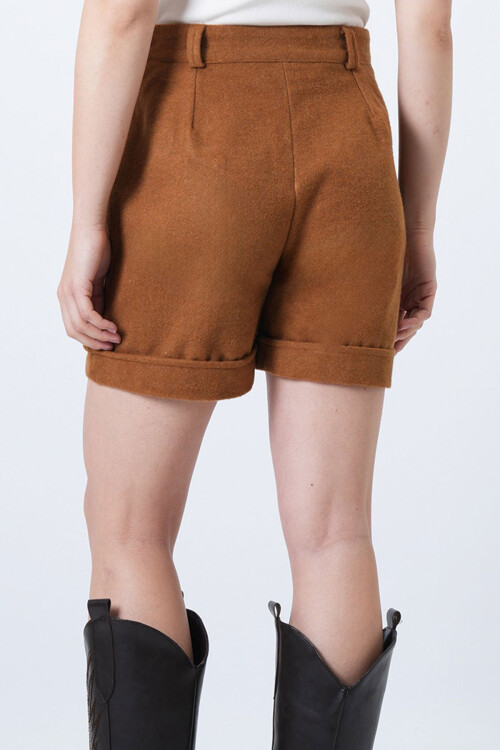 Hardal Duble Paça Çift Cepli Kışlık Kaşe Şort BCHNV-251220