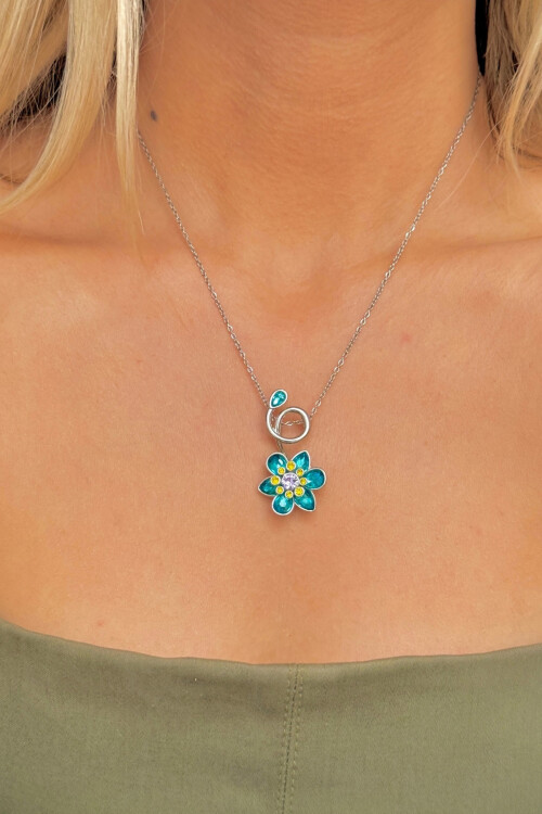 Idyllia Serisi Kolye Mavi Çiçek Kolye BCYJ-251027