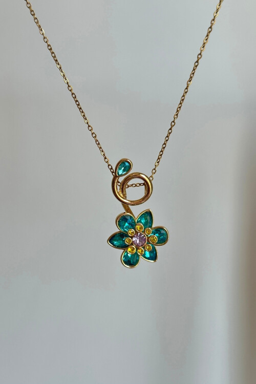 Idyllia Serisi Kolye Pembe Çiçek Kolye BCYJ-251027