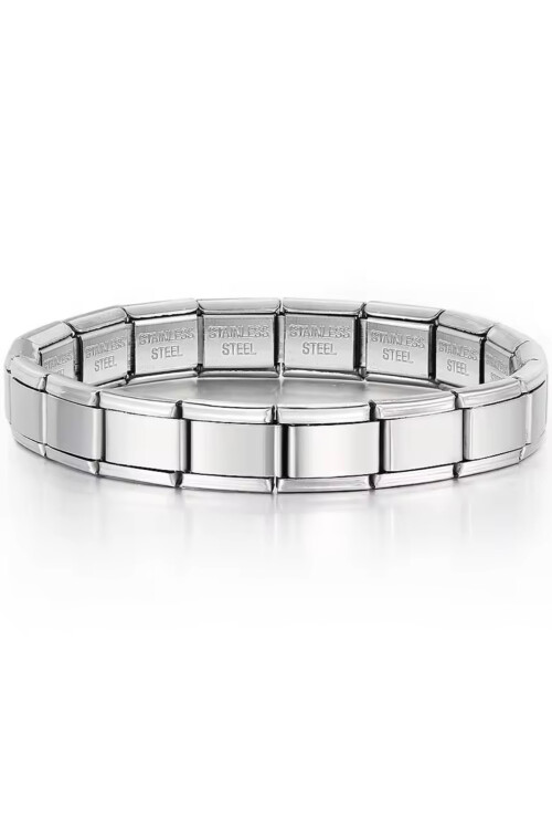 Italyan Charm Yazısız Bileklik Paslanmaz Çelik Bileklik Silver Unisex Mix BCYJ-251062