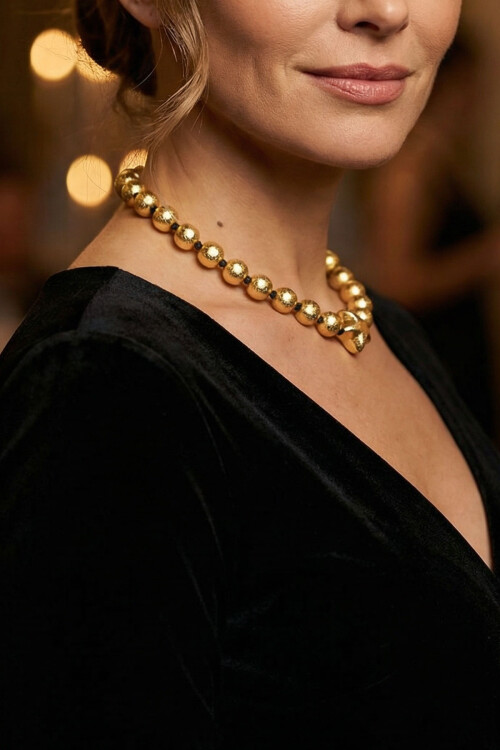 Kadın Modern Tasarım Zincir Parlak Asimetrik Boncuk Tam Tur Kadın Kolye BCYJ-251023