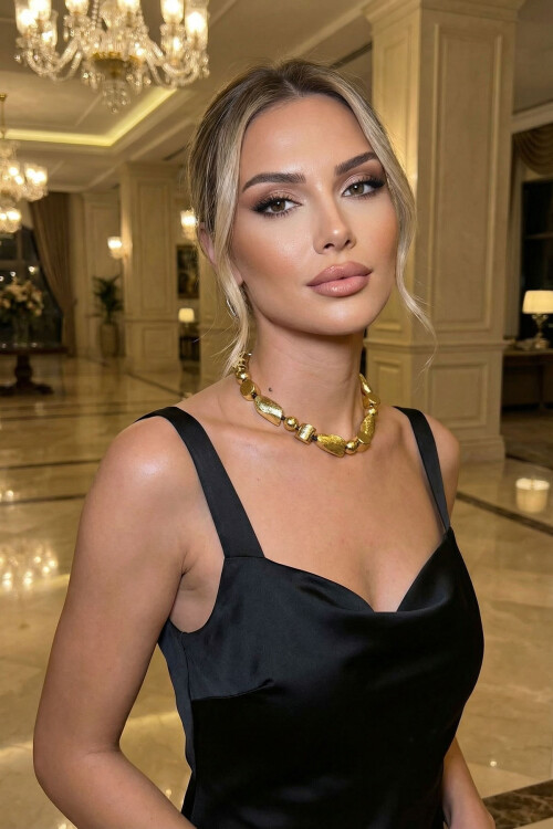 Kadın Modern Tasarım Zincir Parlak Asimetrik Boncuk Tam Tur Kadın Kolye BCYJ-251023