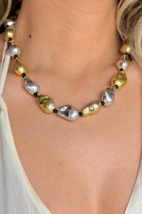 Kadın Modern Tasarım Zincir Parlak Asimetrik Boncuk Tam Tur Kadın Kolye BCYJ-251023