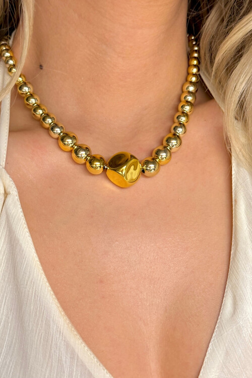 Kadın Modern Tasarım Zincir Parlak Asimetrik Boncuk Tam Tur Kadın Kolye BCYJ-251023