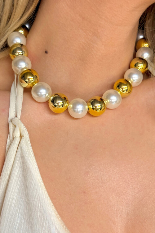 Kadın Modern Tasarım Zincir Parlak Asimetrik Boncuk Tam Tur Kadın Kolye BCYJ-251023