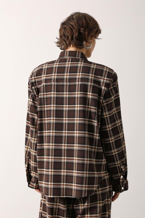 Kahve Siyah Ekoseli Çıtçıt Kapamalı Oversize Gömlek BCRY-261282