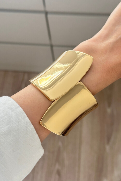 Kalın Kelepçe Bilezik Ayarlanabilir Bileklik Unisex Gold BCYJ-251041