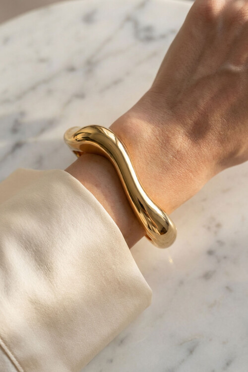 Kalın Kelepçe Bilezik Ayarlanabilir Bileklik Unisex Gold Kadın Kelepçe BCYJ-251041