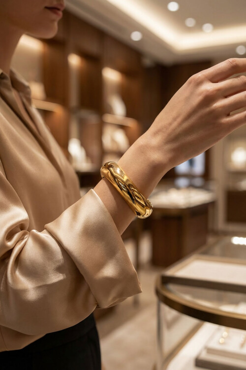 Kalın Kelepçe Bilezik Ayarlanabilir Bileklik Unisex Gold Kadın Kelepçe BCYJ-251041