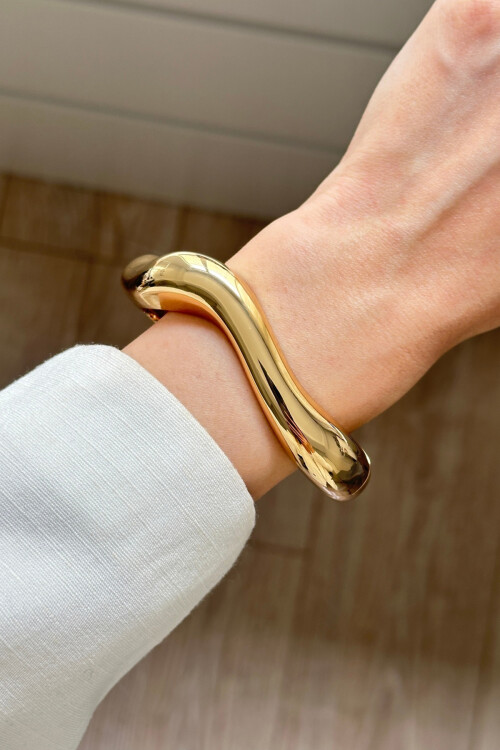 Kalın Kelepçe Bilezik Ayarlanabilir Bileklik Unisex Gold Kadın Kelepçe BCYJ-251041