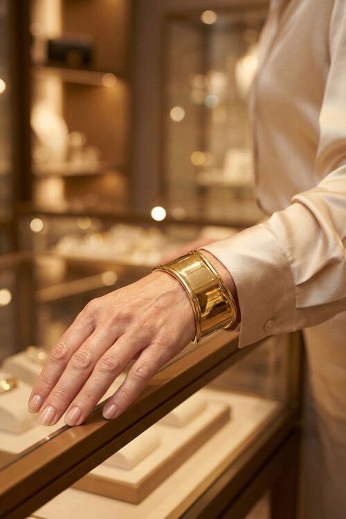 Kalın Kelepçe Bilezik Ayarlanabilir Bileklik Unisex Gold Kadın Kelepçe BCYJ-251041