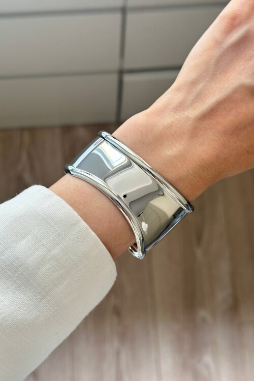 Kalın Kelepçe Bilezik Ayarlanabilir Bileklik Unisex Silver Kadın Kelepçe BCYJ-251041