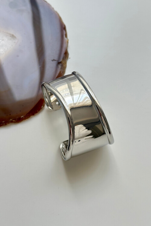 Kalın Kelepçe Bilezik Ayarlanabilir Bileklik Unisex Silver Kadın Kelepçe BCYJ-251041