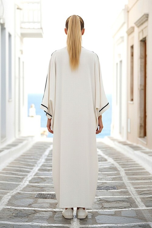 Keten Nakışlı Kimono Keten Takım