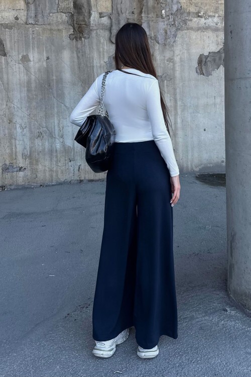 Lacivert Cepli İspanyol Paça Ultra Soft Kumaş Pantolon  BCDF-25P0001