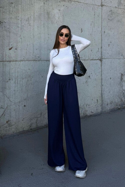 Lacivert İspanyol Paça Ultra Soft Kumaş Pantolon BCDF-25P0003