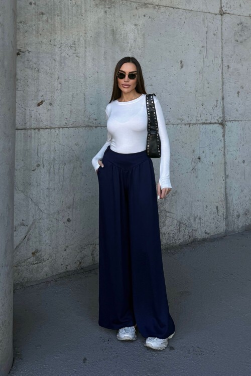 Lacivert İspanyol Paça Ultra Soft Kumaş Pantolon BCDF-25P0003