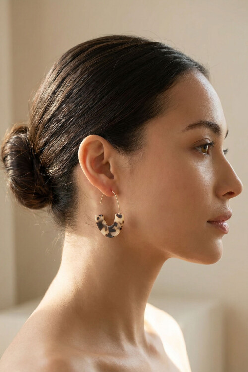 Leopar Desenli Akrilik Sallantılı Kadın Küpe BCYJ-251030