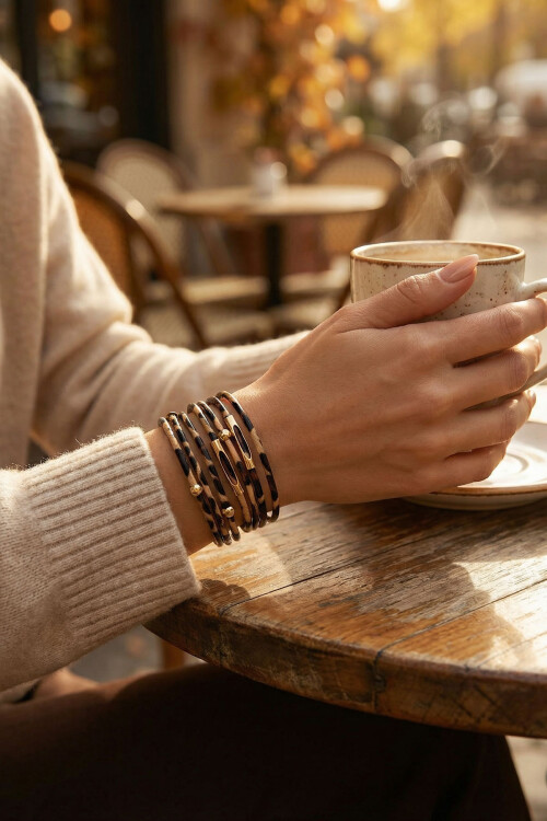 Leopar Desenli Bileklik Kadın Bilezik BCYJ-251043