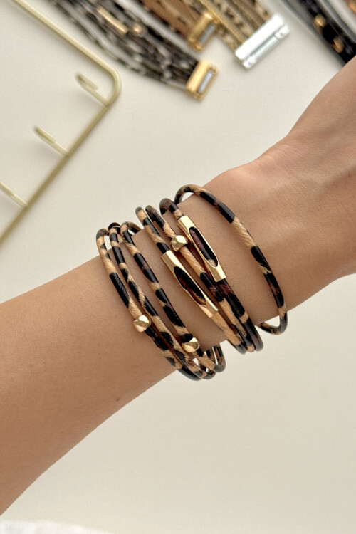 Leopar Desenli Bileklik Kadın Bilezik BCYJ-251043