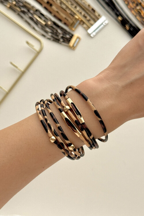 Leopar Desenli Bileklik Kadın Bilezik BCYJ-251043