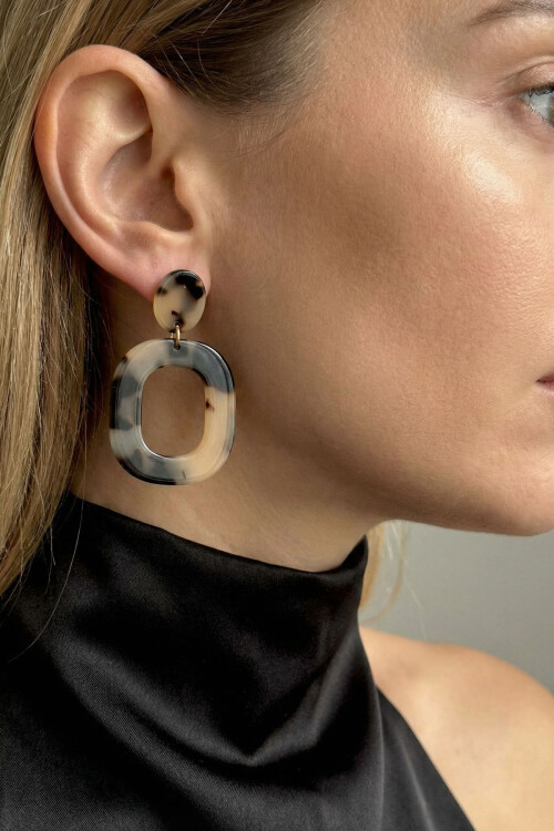 Leopar Desenli Kadın Sallantılı Küpe BCYJ-251033