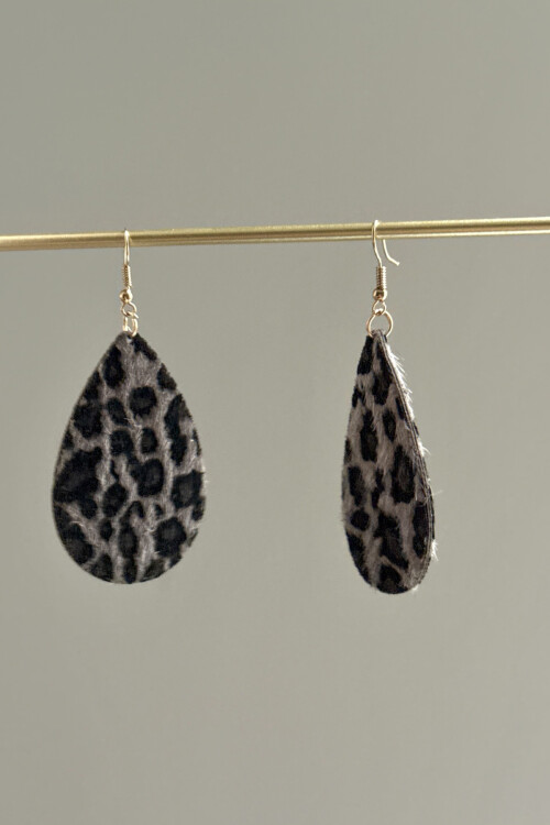 Leopar Desenli Kadın Sallantılı Küpe BCYJ-251033