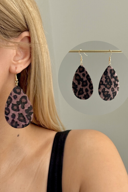 Leopar Desenli Kadın Sallantılı Küpe BCYJ-251033