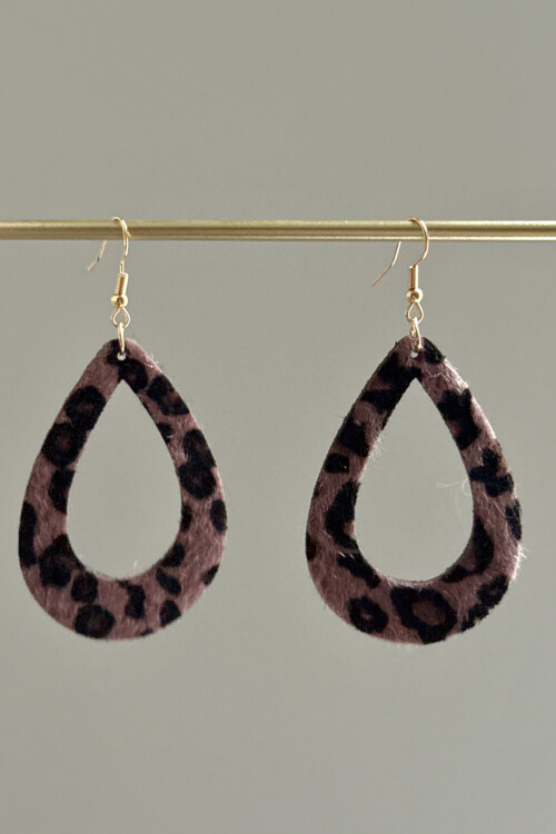 Leopar Desenli Kadın Sallantılı Küpe BCYJ-251033