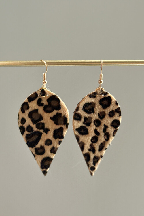 Leopar Desenli Kadın Sallantılı Küpe BCYJ-251033