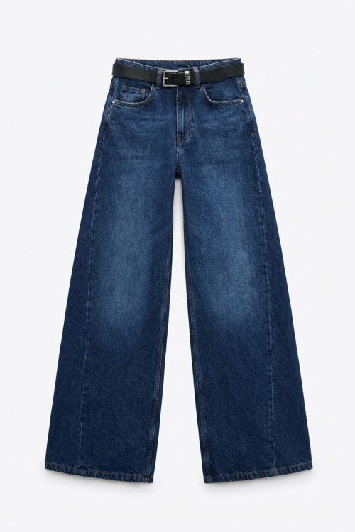 Mavi Yüksek Bel 5 Cepli Baggy Jean BCHNW-251207