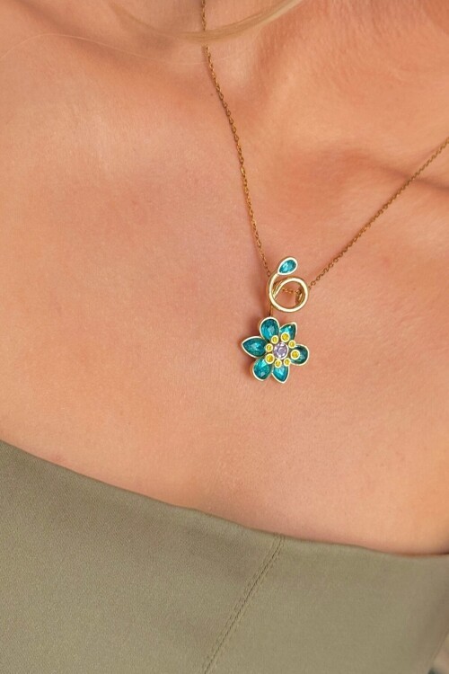 Mavisilver Idyllia Serisi Kolye Pembe Çiçek Kolye