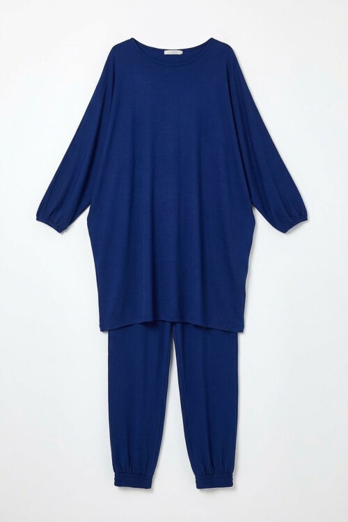 Lacivert Tunik Ve Pantolon Örme Viscon Alt Üst Takım