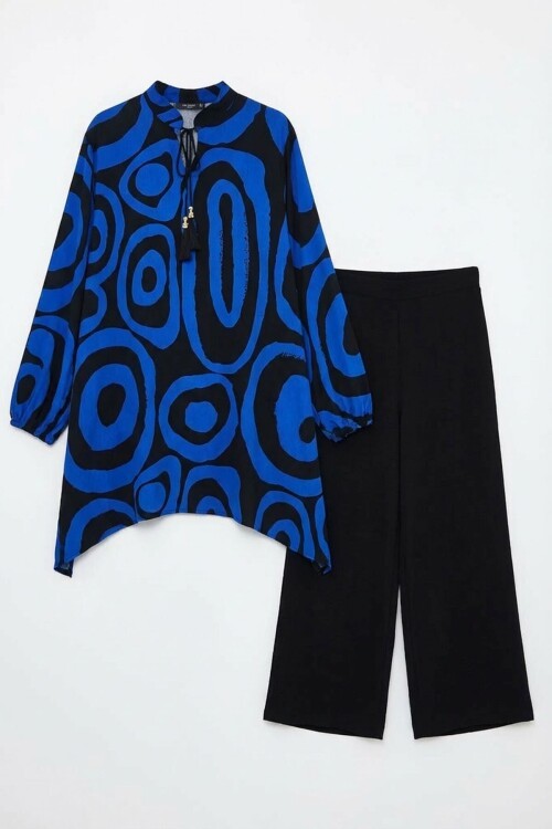 Saks Geometrik Desenli Pantolon Ve Uzun Tunik Alt Üst Takım