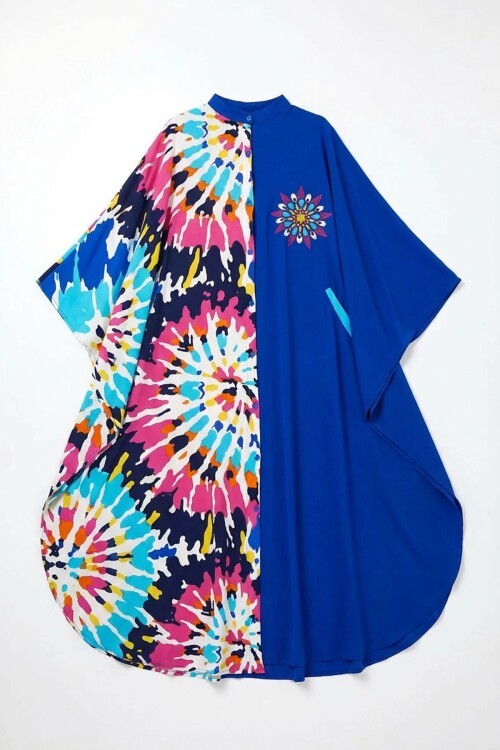 Saks Nakış İşlemeli Maxi Boy Dokuma Viscon Elbise