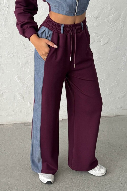 Mürdüm Kot Kumaş Garnili Yumuşak Dokulu Pantolon Ceket Takım BCHN-25261021