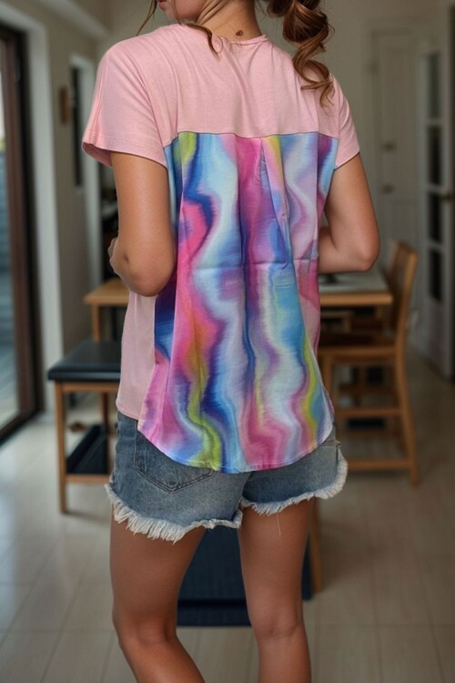 Pembe Yakası Kruvaze Garnili Kolsuz Salaş Bluz