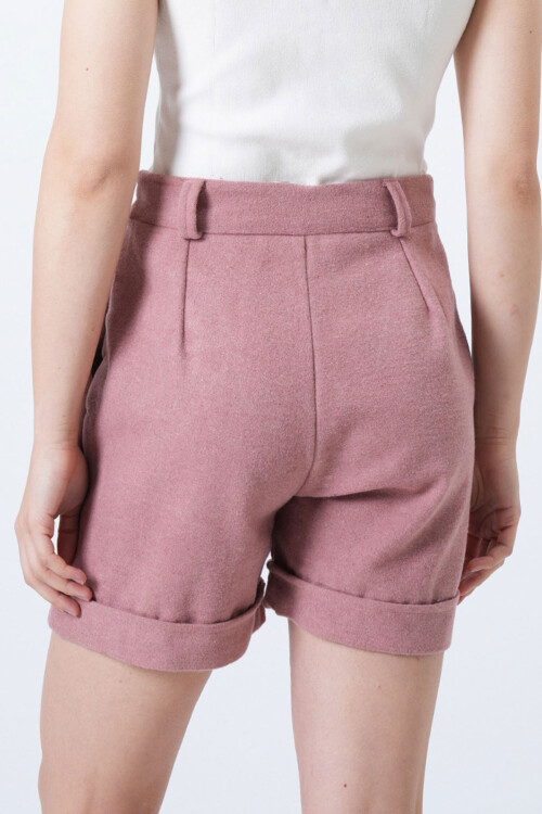 Pudra Duble Paça Çift Cepli Kışlık Kaşe Şort BCHNV-251220