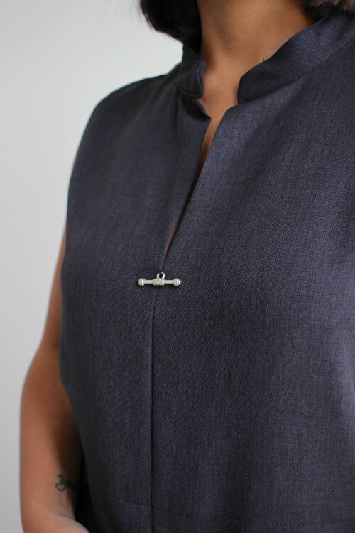 Siyah Hakim Yaka Bluz Ve Beli Lastikli Dokuma Pantolon Alt Üst Takım BCHN-2626821