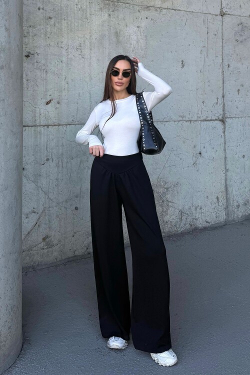 Siyah İspanyol Paça Ultra Soft Kumaş Pantolon BCDF-25P0003