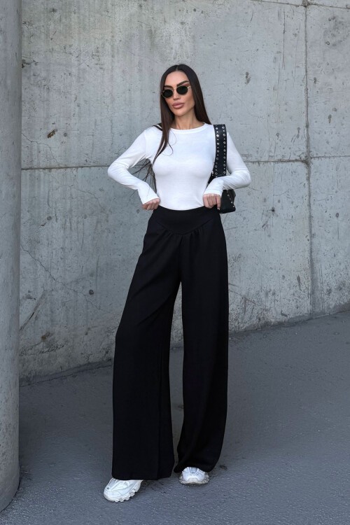 Siyah İspanyol Paça Ultra Soft Kumaş Pantolon BCDF-25P0003