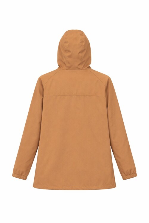 Taba Kapüşonlu Fermuarlı Çift Cepli Yağmurluk Ceket BCHNV-261269