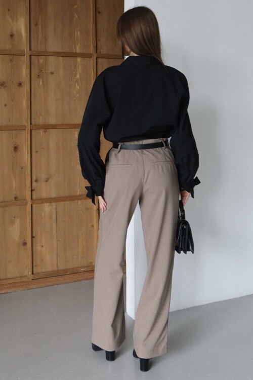Vizon Kemerli Çift Cepli Palazzo Pantolon BCRU-261310