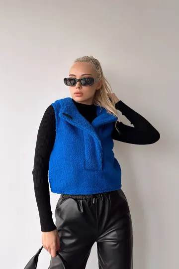 Saks Kapüşonlu Önü Çıtçıtlı Kolsuz Welsoft Sweatshirt