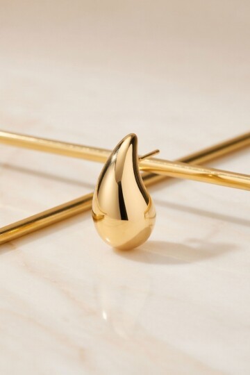 Gold Damla Model Küpe